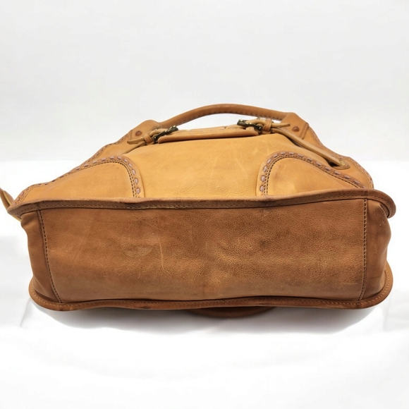 Cole Haan Musturd Yellow Leather Hobo Shoulder Hand Bag Whipstitch Boho Medium - Picture 12 of 16